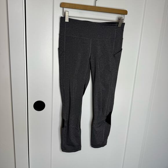 Lululemon Pace Rival Crop Leggings 22" Heathered Black Full On Luxtreme Size 6 - Picture 2 of 7
